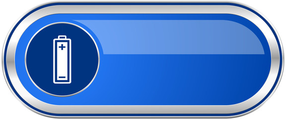 Poster - Battery long blue web and mobile apps banner isolated on white background.