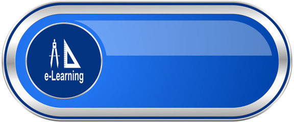 Poster - Learning long blue web and mobile apps banner isolated on white background.