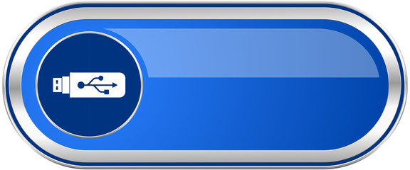 Poster - Usb long blue web and mobile apps banner isolated on white background.