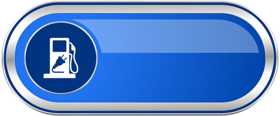 Poster - Fuel long blue web and mobile apps banner isolated on white background.