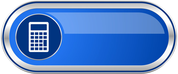 Poster - Calculator long blue web and mobile apps banner isolated on white background.