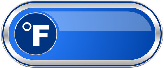 Poster - Fahrenheit long blue web and mobile apps banner isolated on white background.