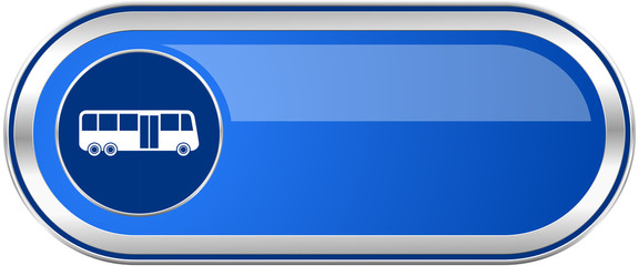 Poster - Bus long blue web and mobile apps banner isolated on white background.
