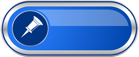 Poster - Pin long blue web and mobile apps banner isolated on white background.