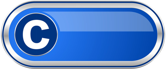 Poster - Copyright long blue web and mobile apps banner isolated on white background.