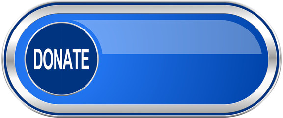 Poster - Donate long blue web and mobile apps banner isolated on white background.