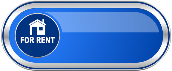 Poster - For rent long blue web and mobile apps banner isolated on white background.