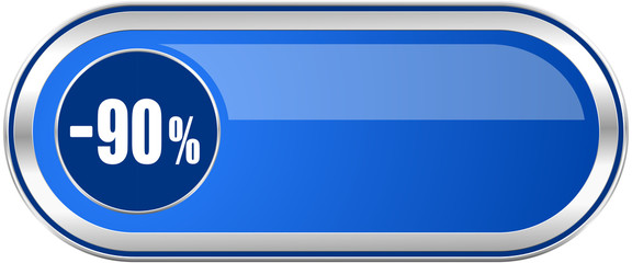 Poster - 90 percent sale retail long blue web and mobile apps banner isolated on white background.