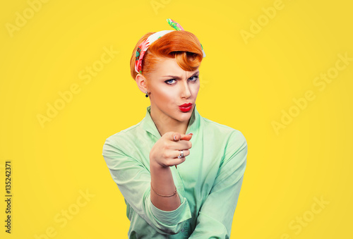 C'est toi! Portrait, agacé, agacé, pin up, retro, style, femme, obtenir, fou Tableau sur Toile