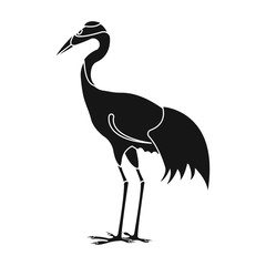 Red-crowned crane icon in black style isolated on white background. Japan symbol stock vector illustration.