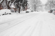 Residential road in Durango, Colorado covered in snow