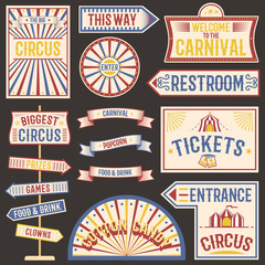 circus vintage labels banner vector illustration.