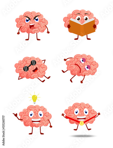 Cute Brain cartoon Stock Vector | Adobe Stock