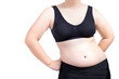 © maxshutter - fat woman show body obese pose isolated on white
