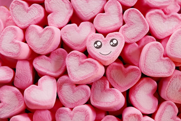 marshmallow heart shape background