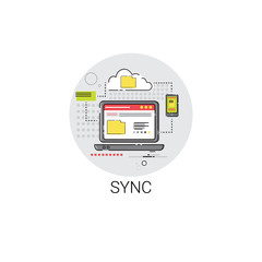 Poster - sync synchronize internet cloud technology icon vector illustration