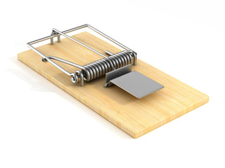 Wall Mural - mousetrap on white background. Isolated 3D image
