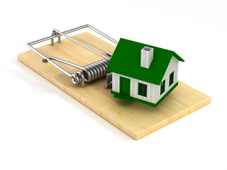 Wall Mural - house in mousetrap. Isolated 3D image