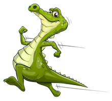 Illustration Of A Happy Cartoon Alligator Running Fast