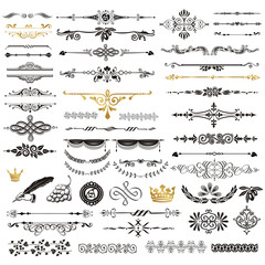 vector set of calligraphic design elements and page decor.