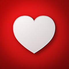 Aufkleber - White heart shape on red wall background with shadow, valentines day background 3D rendering