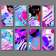 © dinarachernaya - Set of artistic colorful universal cards. Wedding, anniversary, birthday, holiday, party. Design for poster, card, invitation.