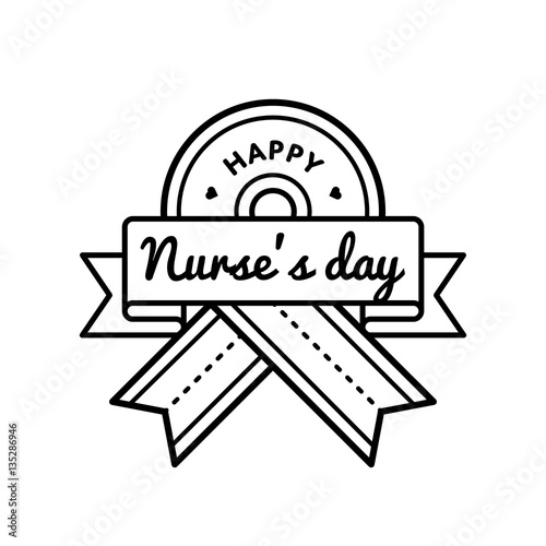 Happy Nurses Day Emblem Isolated Vector Illustration On White
