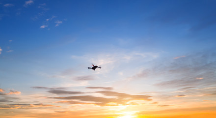 Wall Mural - silhouette of drone quadrocopter