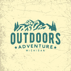 Wall Mural - vintage hand drawn outdoor adventure badge
