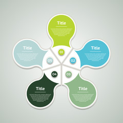 Wall Mural - Vector circle infographic. Template for diagram, graph, presentation and chart. Business concept with five options, parts, steps or processes. Abstract background.