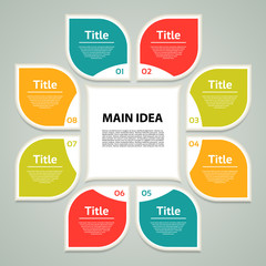 Wall Mural - Vector circle infographic. Template for cycle diagram, graph, presentation and round chart. Business concept with 8 options, parts, steps or processes. Abstract background.