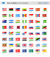 Wall Mural - All World Bookmark Label Vector Flags - Collection