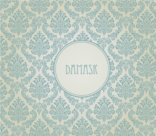 Damask Background Green White With Text.