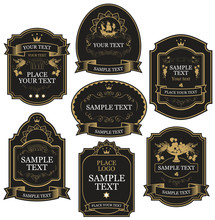 Set Of Vector Label Templates In Black And Gold Colors