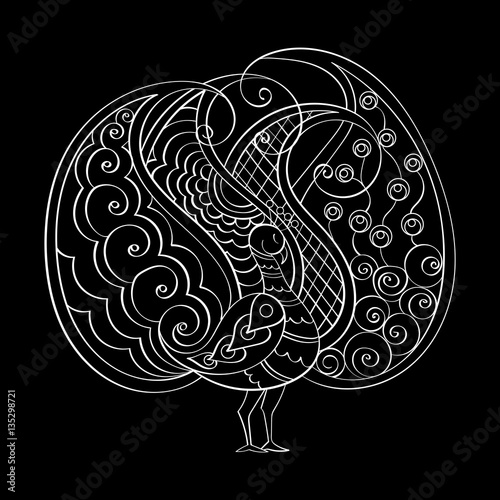 Download Hand-drawn vector mandala, indian peacock. All lines are ...