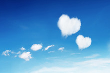 Two Heart Clouds On Blue Sky