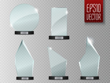 Glass Trophy Award. Vector Illustration Isolated On Transparent Background