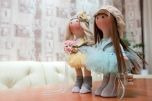 Two Handmade Rag Dolls - Blonde And Brown-haired