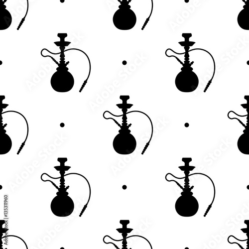 Black And White Shisha Hookah Seamless Pattern Background Stock Vector Adobe Stock
