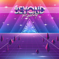 Poster - 80s Retro Sci-Fi Background. Vector retro futuristic synth retro wave illustration in 1980s posters style