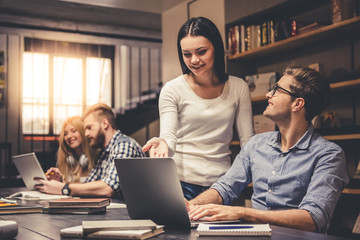 Wall Mural - Young people in the library