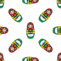 Wall Mural - Seamless texture with funny Russian dolls - Matryoshka.