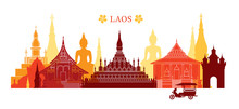 Laos Landmarks Skyline, Colourful, Cityscape, Travel And Tourist Attraction