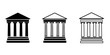 Vector images of classical style facades with columns 