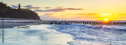 lighthouse on the coast of baltic sea, Niechorze, Poland Slika na platnu