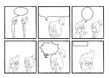 Boy and girl argue comic strip black and white