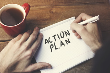 Canvas Print - man write action plan