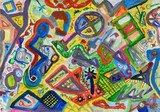Fototapeta Młodzieżowe - Abstract colorful hand painted background