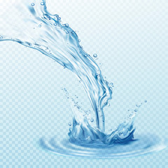 Transparent water splashes, drops isolated on transparent background. Vector illustration EPS10