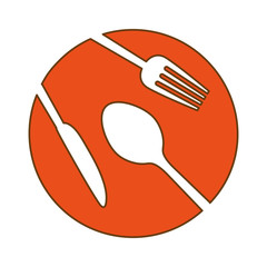 Canvas Print - orange plate with cutlery icon image design, vector illustration